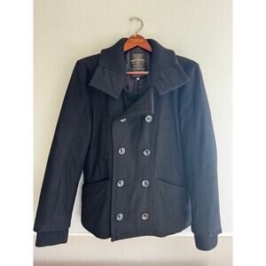 Imperial Black Peacoat Made in Italy